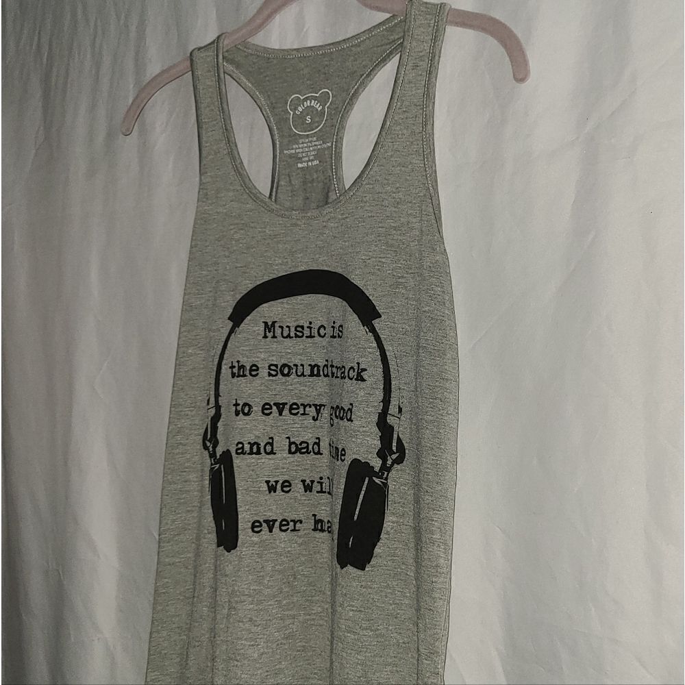 Color Bear Music Graphic Gray Tank Size S,M - Picture 3 of 7
